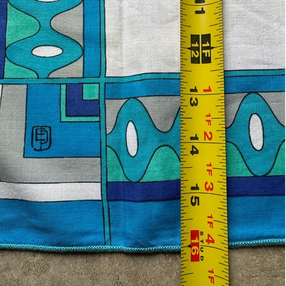 Vintage Emilio Pucci Blue Mod Mid Century Round Tablecloth & 3 Napkins Set Rare - Picture 14 of 14